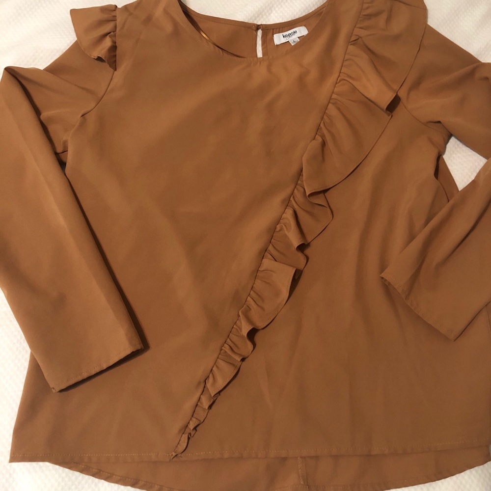 Kensie Gold Ruffle Blouse - Picture 2 of 5
